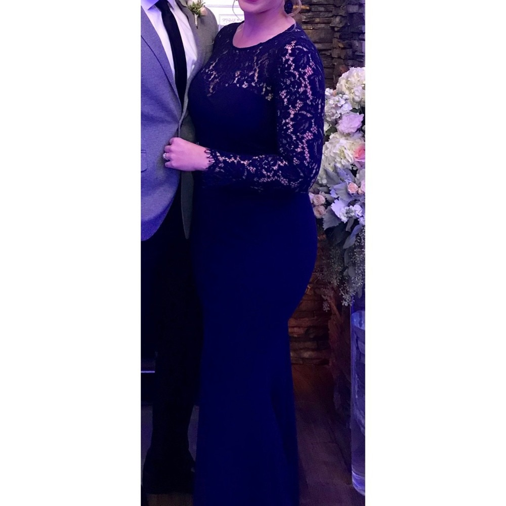 Lulus WHENEVER YOU CALL NAVY BLUE LACE MAXI DRESS